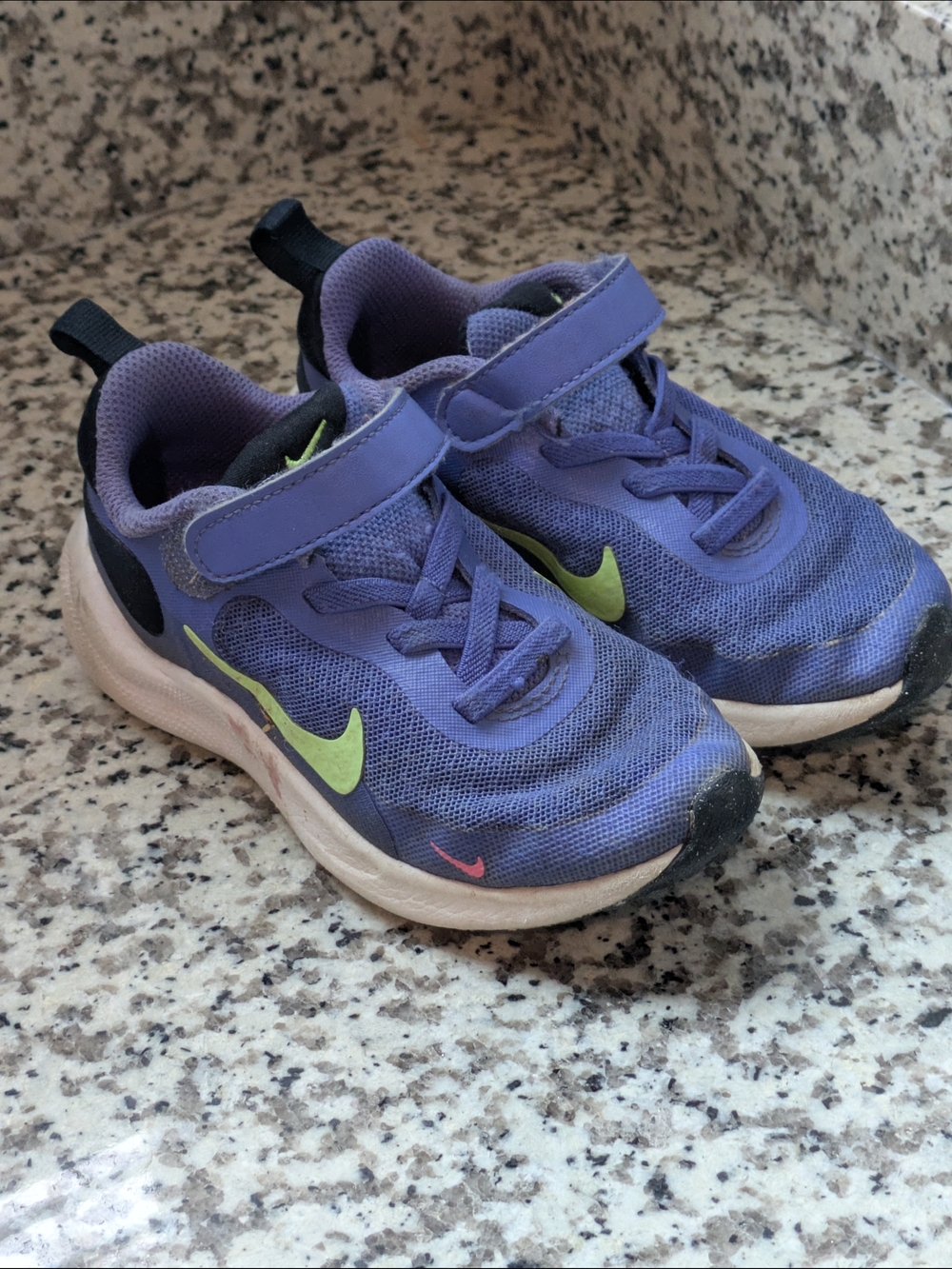 Nike Kids Purple Sneakers with Lime Swoosh